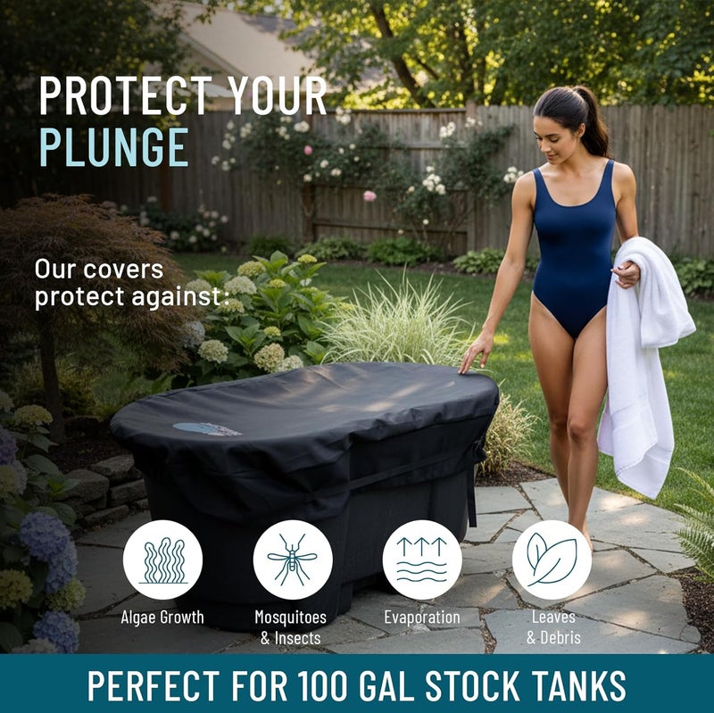 Polar Protector 100 Gallon Oval Stock Tank Cover Ice Water Therapy Ice Bath Cover Cold Water Cover 100 Gallon Oval Stock Tank Waterproof Rip Proof Tough Keeps Tanks Clean - Image 4